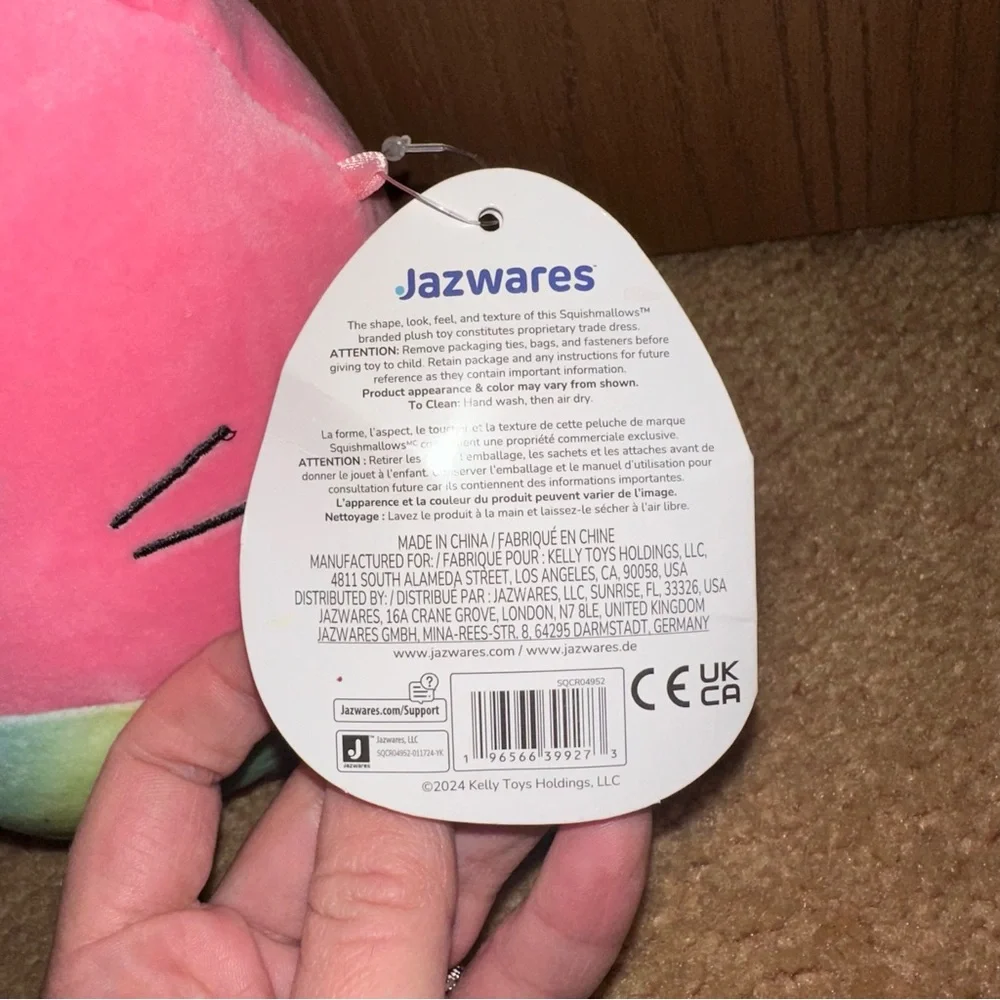 Squishmallows Sienna Pink Caticorn Cat Unicorn Rainbow Belly Mane Star Eye Plush